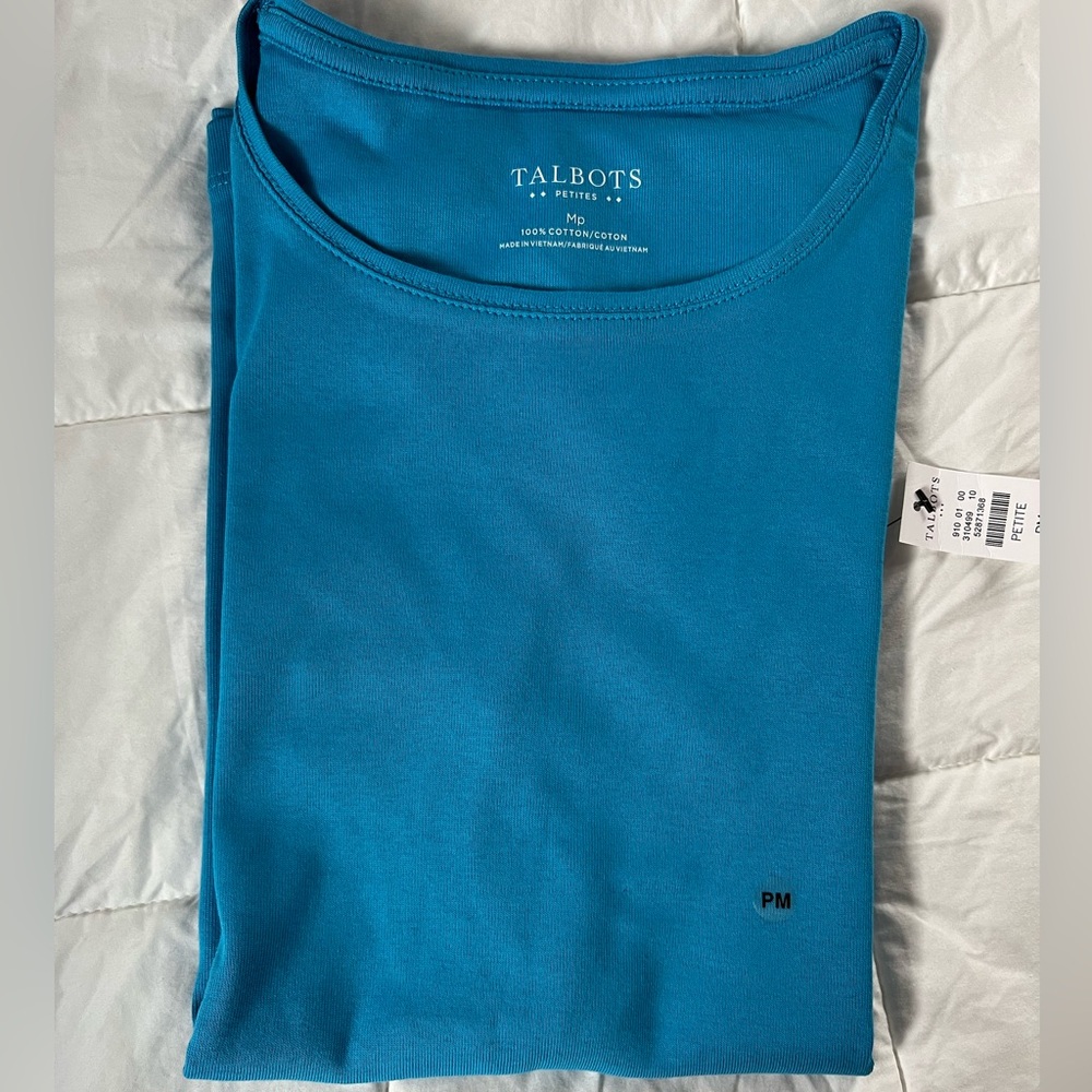 NWT Talbots Short sleeve classic cotton size MP Dark Teal
